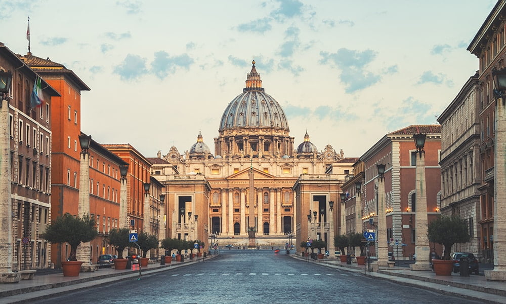 St. Peter’s Basilica with dome slope at dawn